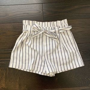 Zara Paperbag Pinstripe Shorts